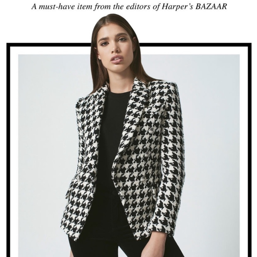 L’AGENCE Kenzie Houndstooth Blazer Jacket - Picture 2 of 8